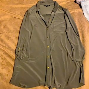 Roz and Ali olive green top